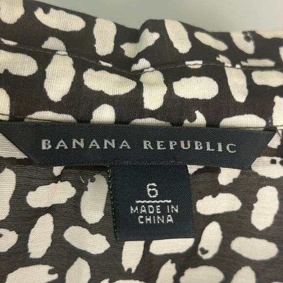 Banana Republic brown and cream pleated belted collared dress silk blend size 6 - Picture 9 of 13